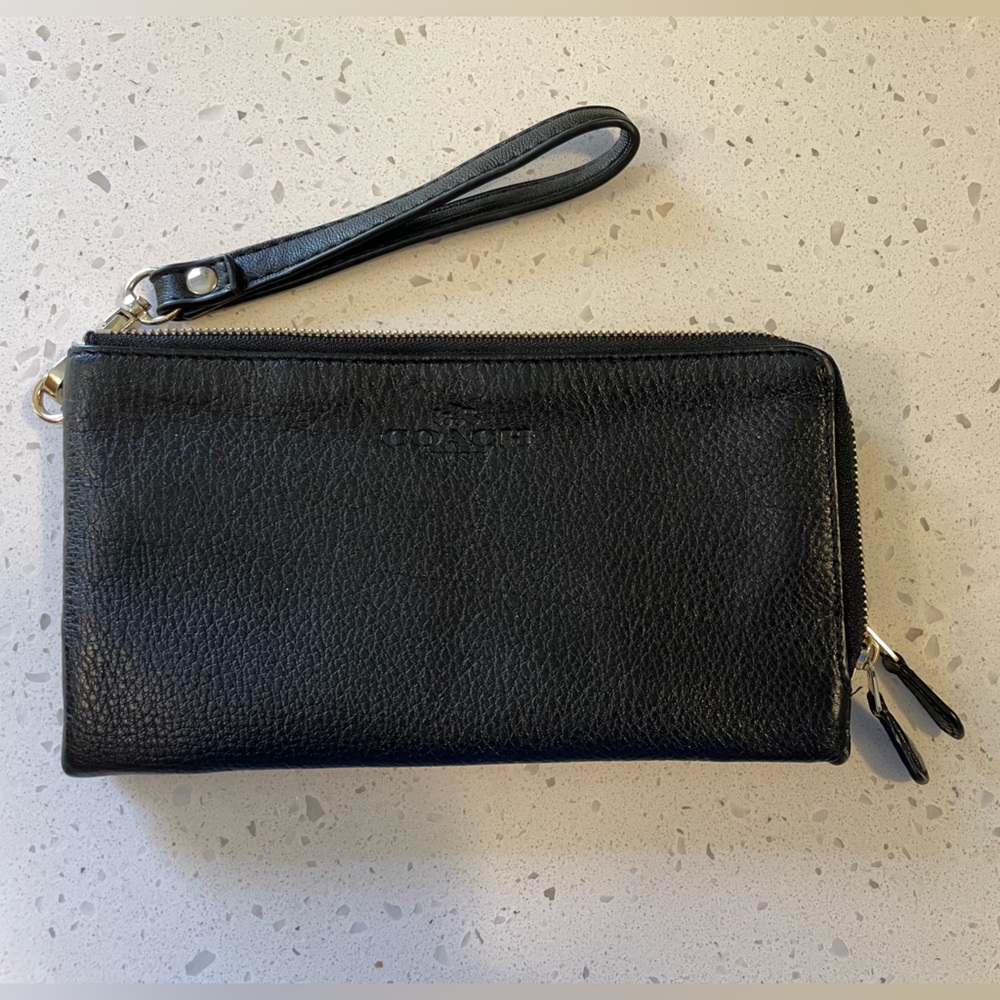 Vintage Coach Double Corner Zip Leather Wristlet Y2k